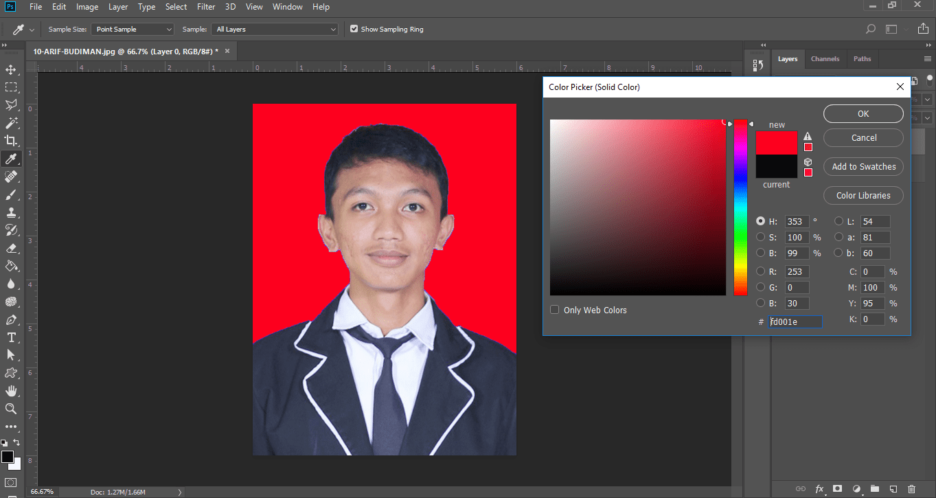 Ilustrasi hasil edit foto dengan solid color